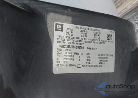 2011 Chevrolet Tahoe Hybrid Hybrid из США, поврежденный, VIN 1GNSCDFJ8BR203599